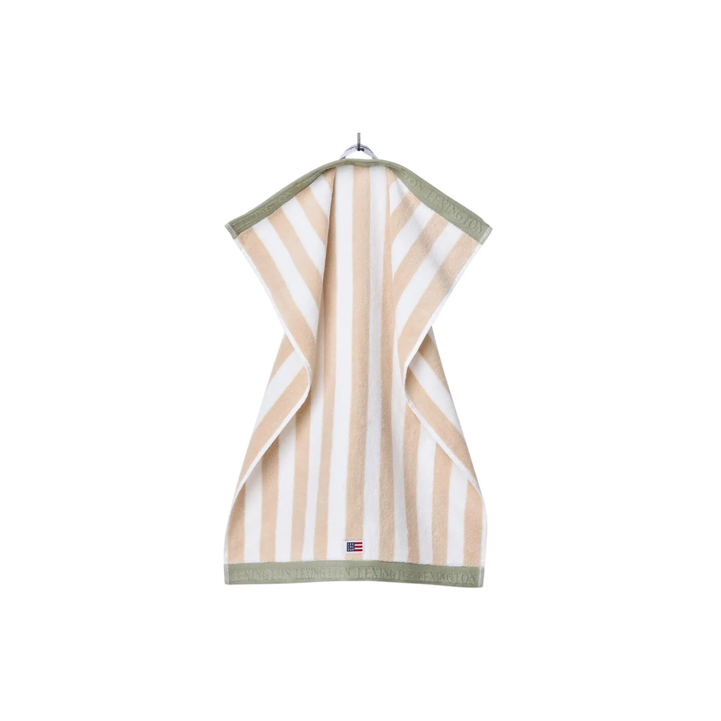 Block Striped Towel, moonbeam/white/vintage green