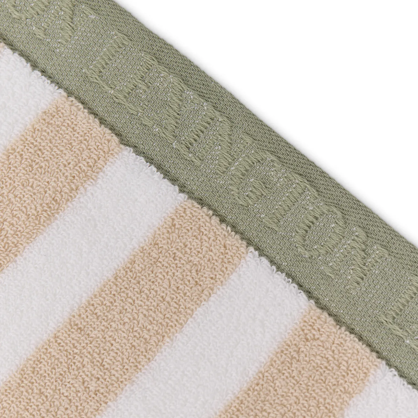 Block Striped Towel, moonbeam/white/vintage green