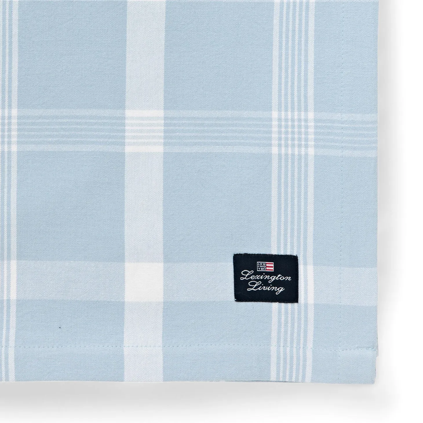 Checked Recycled Cotton Oxford Tablecloth, blue/white