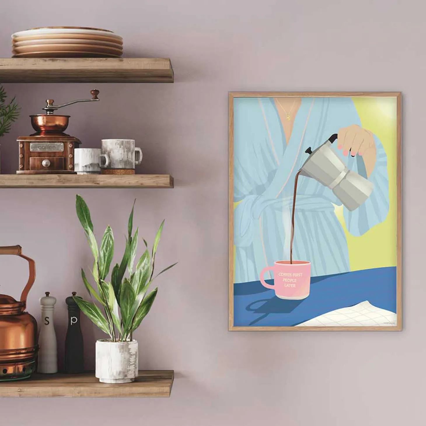 COFFEE FIRST, PEOPLE LATER plakat