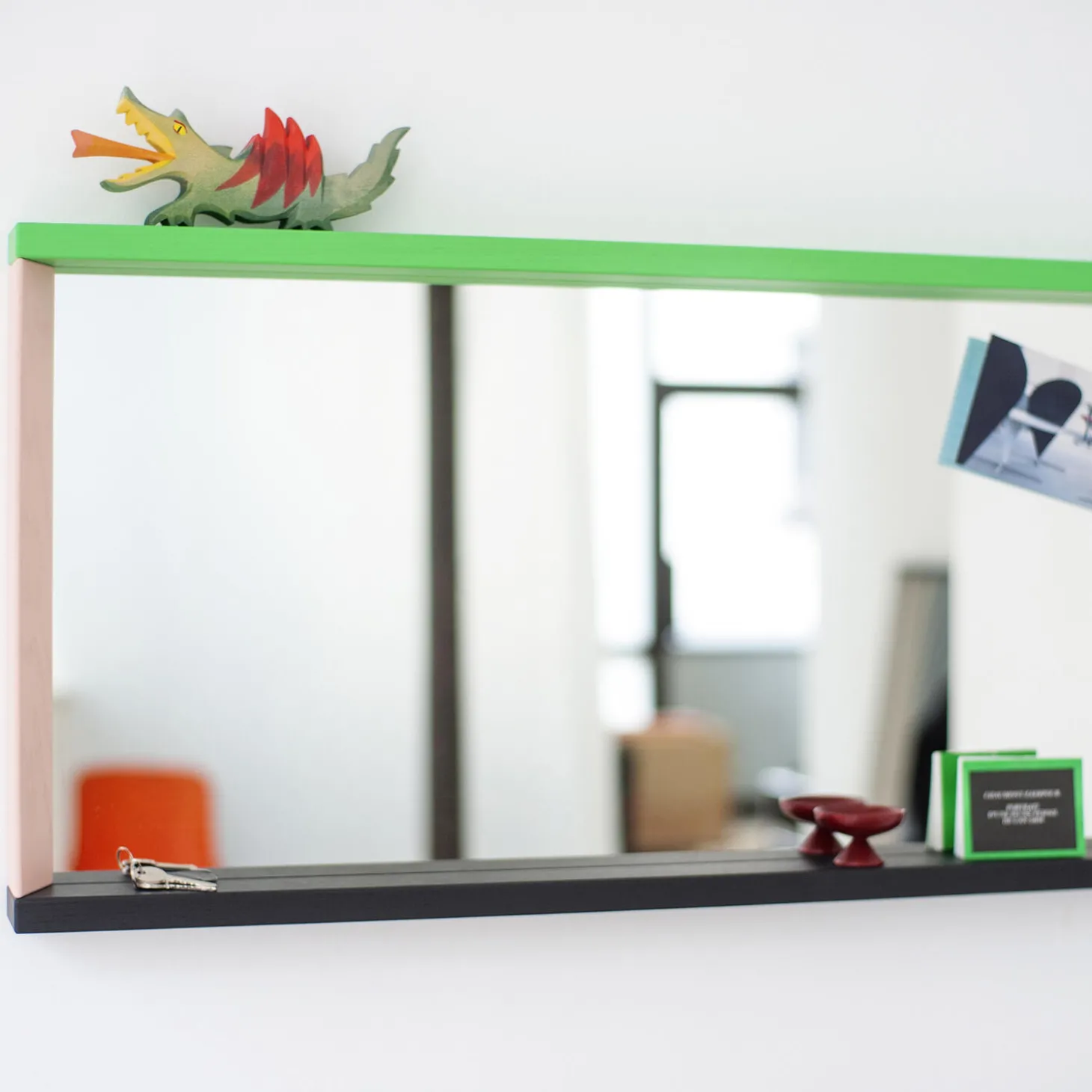 Colour Frame Mirror Small, green/pink