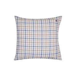 Cotton Flannel Pillowcase, misty blue/beige/white