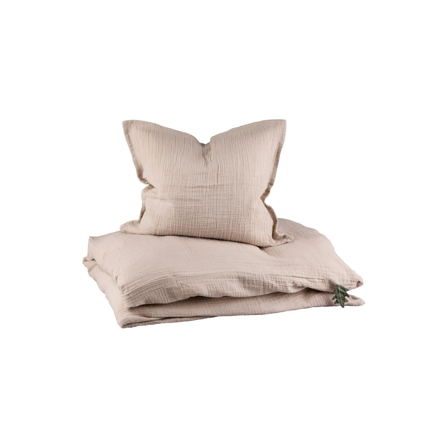 2-delt musselin juniorsengetøj, seabreeze beige