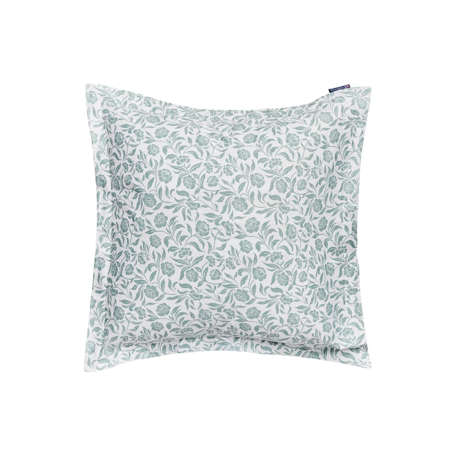 Flowers Cotton Sateen Pillowcase, white/eucalyptus