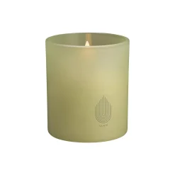 Glass Candle, light green leaf
