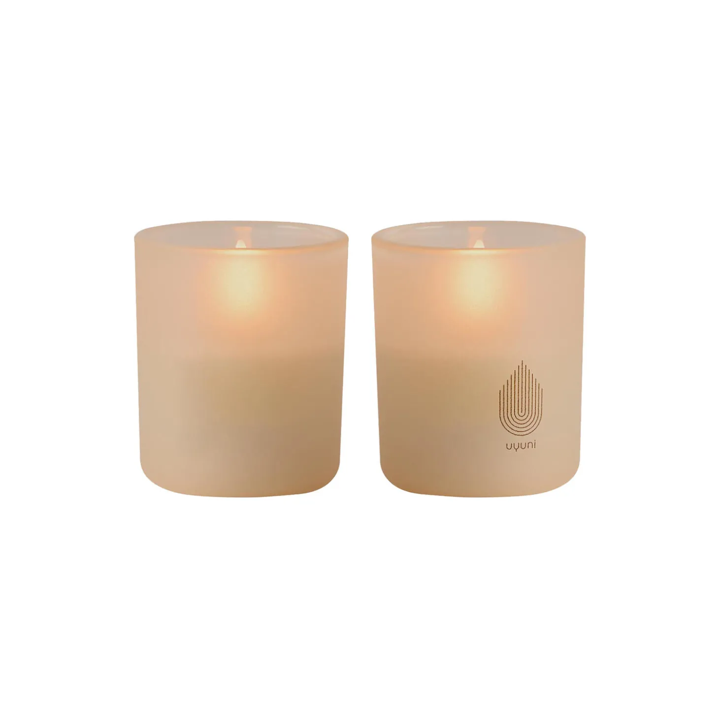Glass Candle 2-pack, beige
