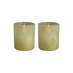 Glass Candle 2-pack, light green leaf