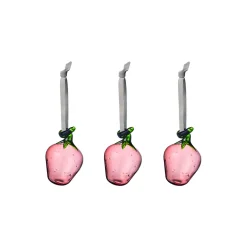 Glass jordbær 3-pak, pink