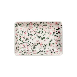 Helle A6 tallerken, pink-green
