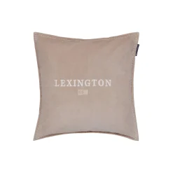 Icons Logo Organic Cotton Velvet Pillow Cover, beige/white