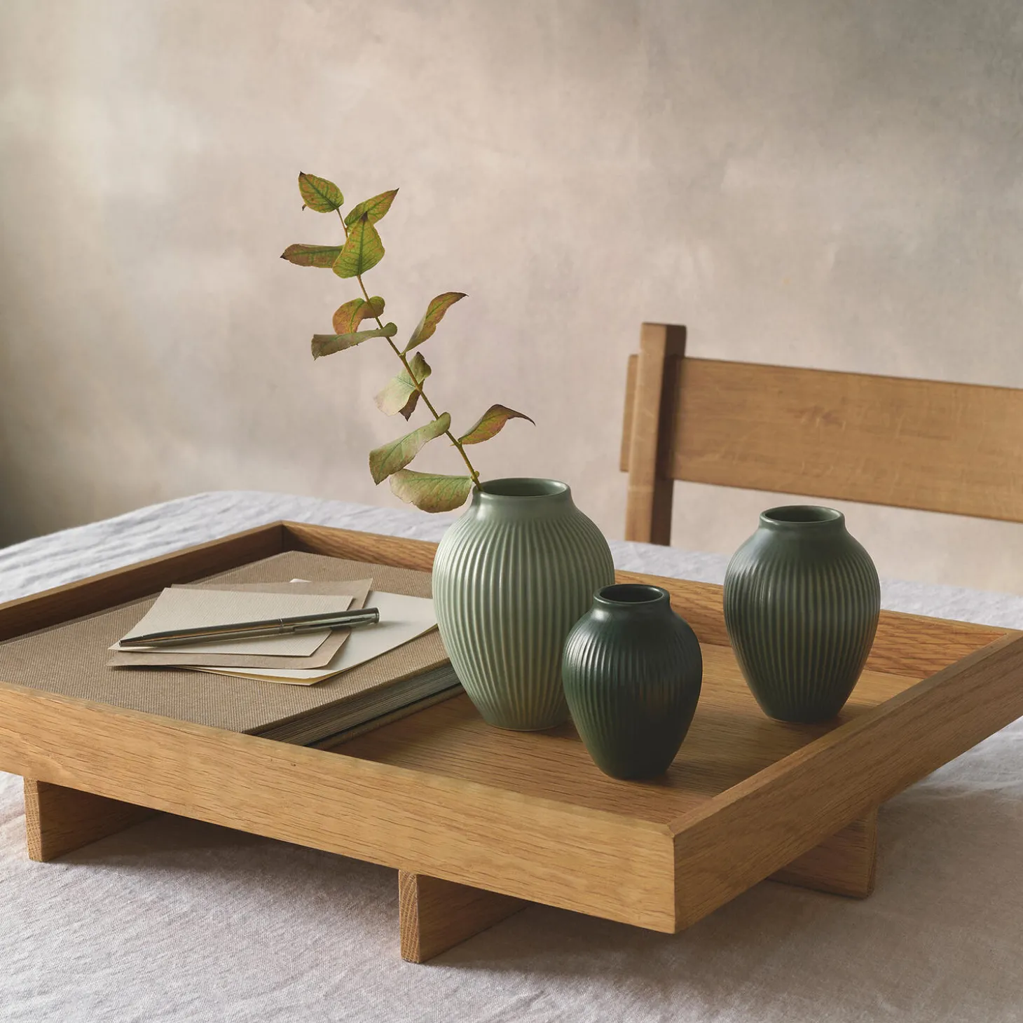 Knabstrup mini vase ripple 3 Stk., green