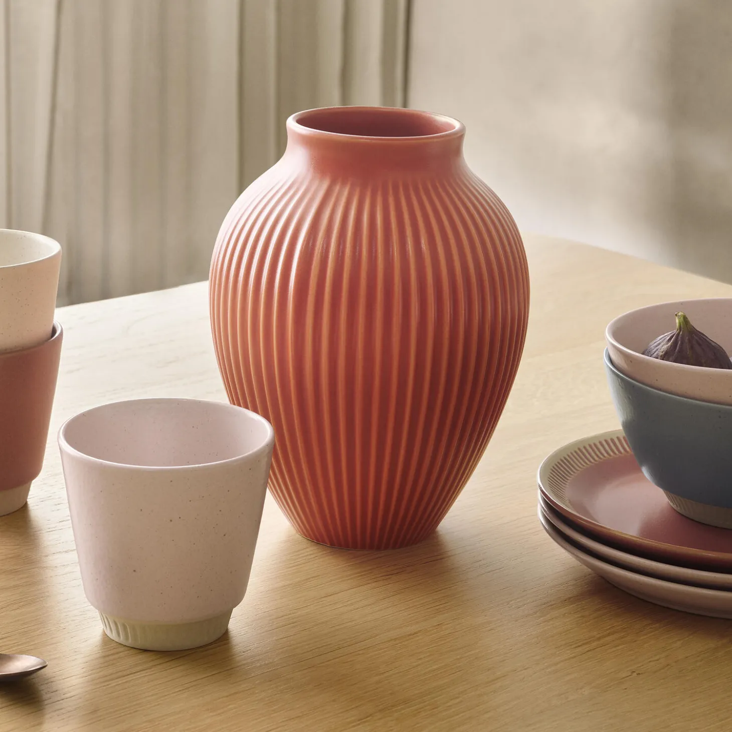 Knabstrup vase ripple, coral