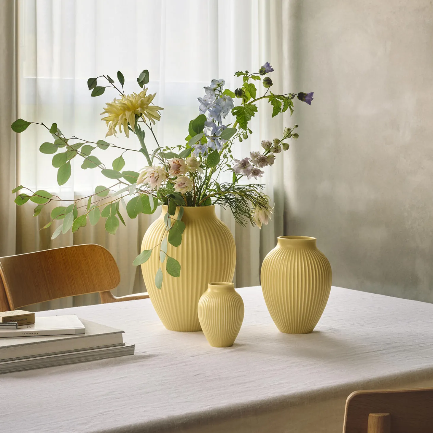 Knabstrup vase ripple, yellow