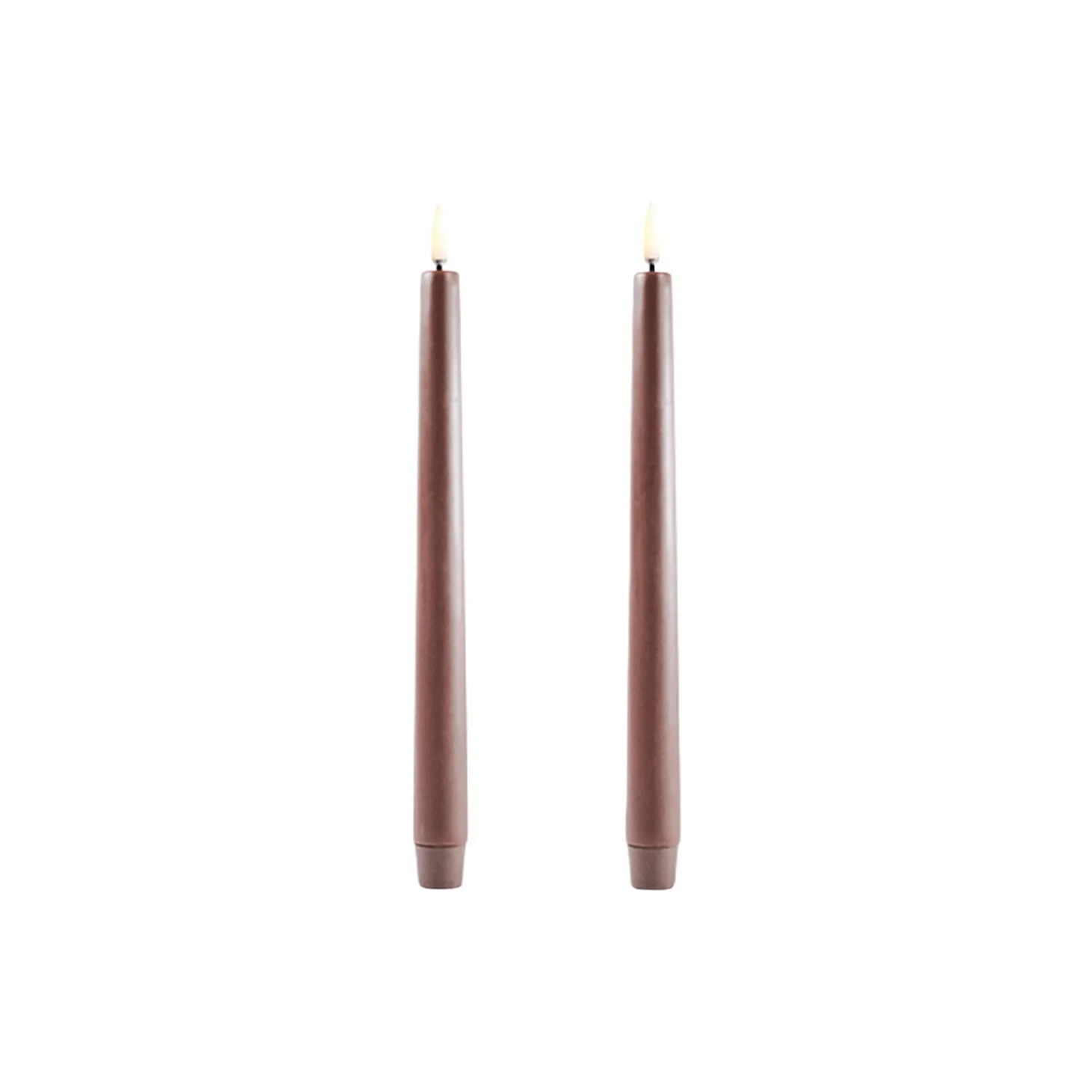 LED Classic Taper Candle 25 cm 2 pcs, brown