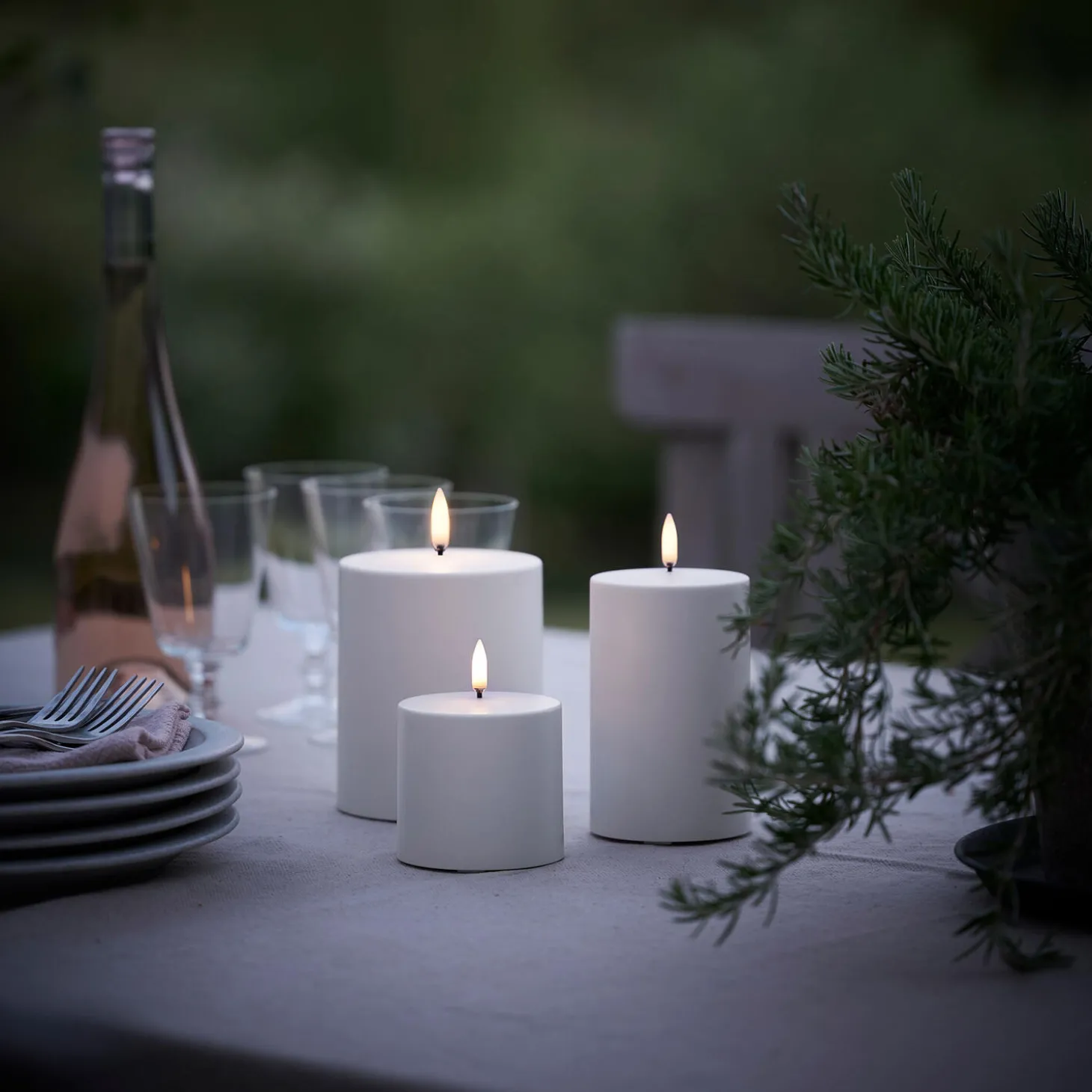 LED Outdoor Pillar Candle 8 cm, white