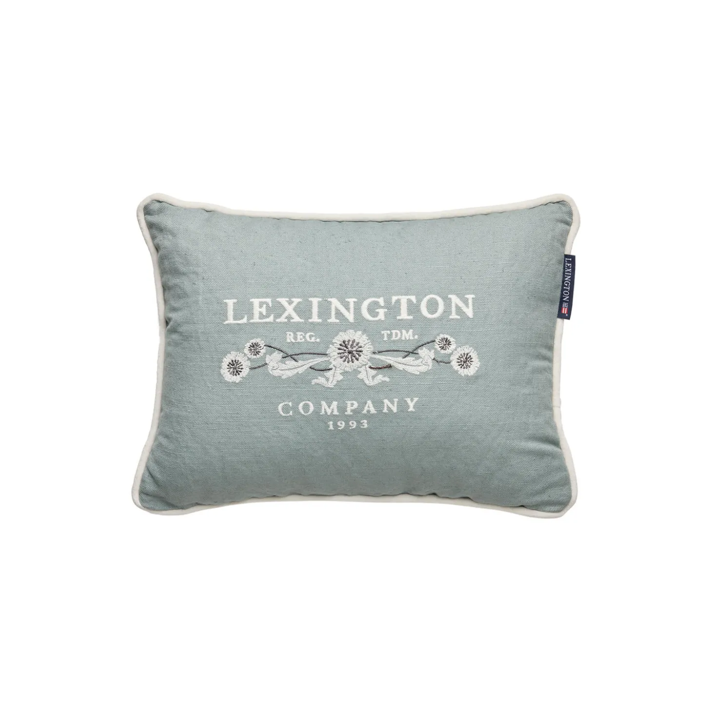 Logo Linen/Cotton Pillow, eucalyptus/white