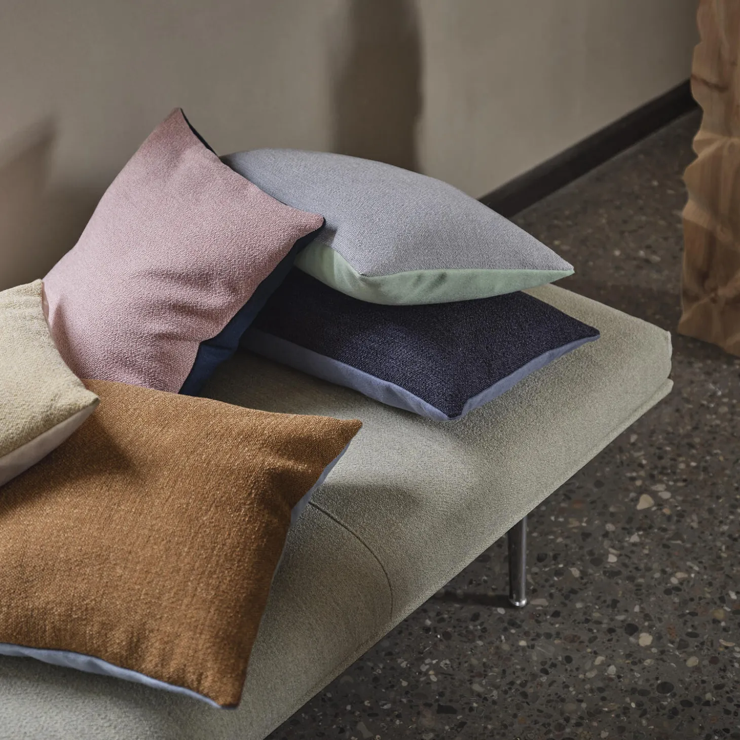 Mingle Cushion, copper brown/light blue