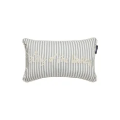 Organic Cotton Oxford Striped Cushion Cover, eucalyptus/white