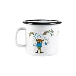 Pippi emaljekrus pippi og hesten, hvid