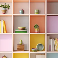 Poppery krus, yellow/apple green/pink