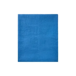 Stribet, vendbart sengetæppe i økologisk bomuld, blue/white