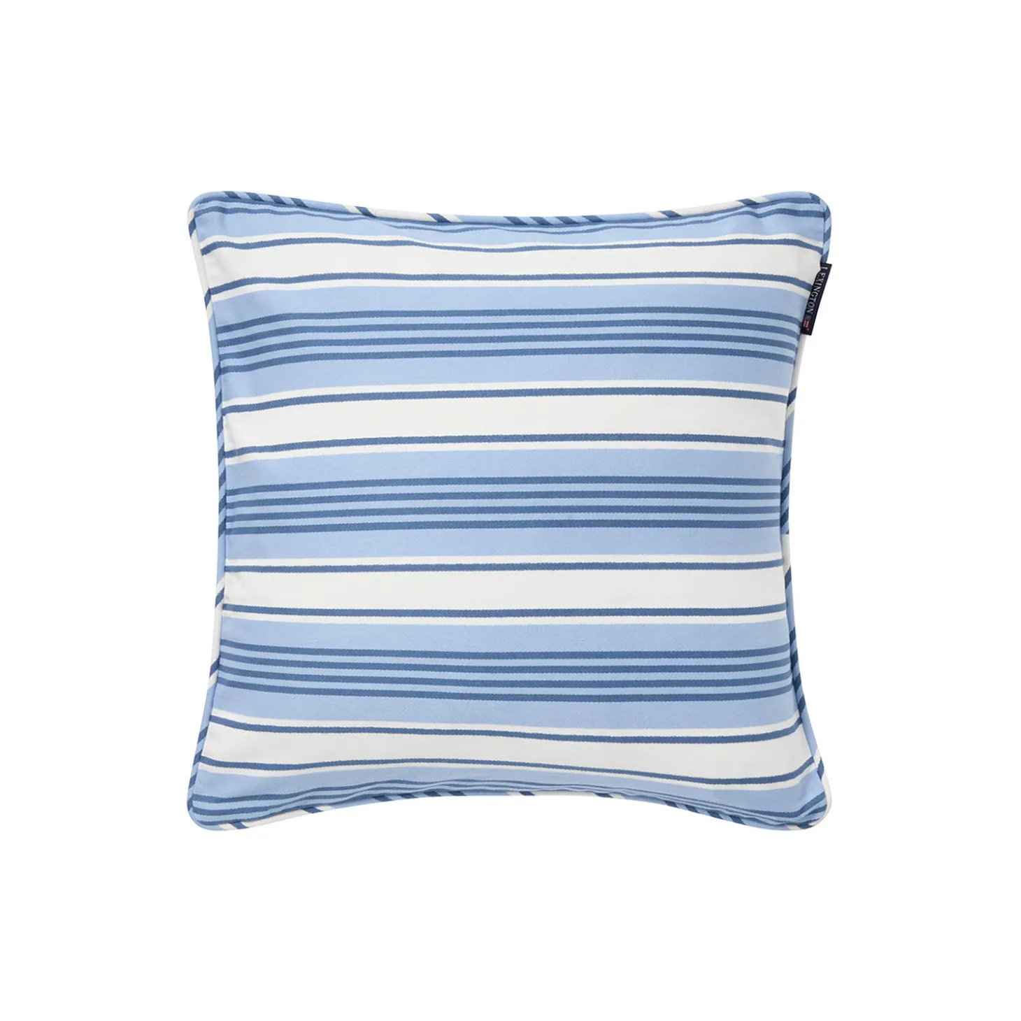 Striped Organic Cotton Twill Cushion Cover, blue/white