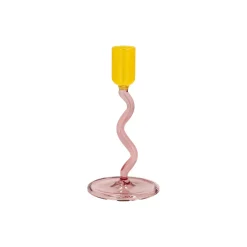 Styles glaslysestage, rose/yellow