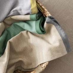 Tea towel herringbone twill 2 stk., taupe/green