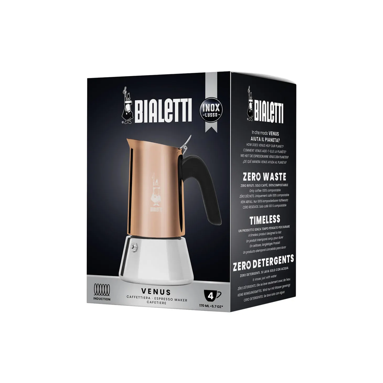 Venus espressokande 4 kopper, kobber
