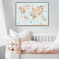 Verdenskort med dyr plakat