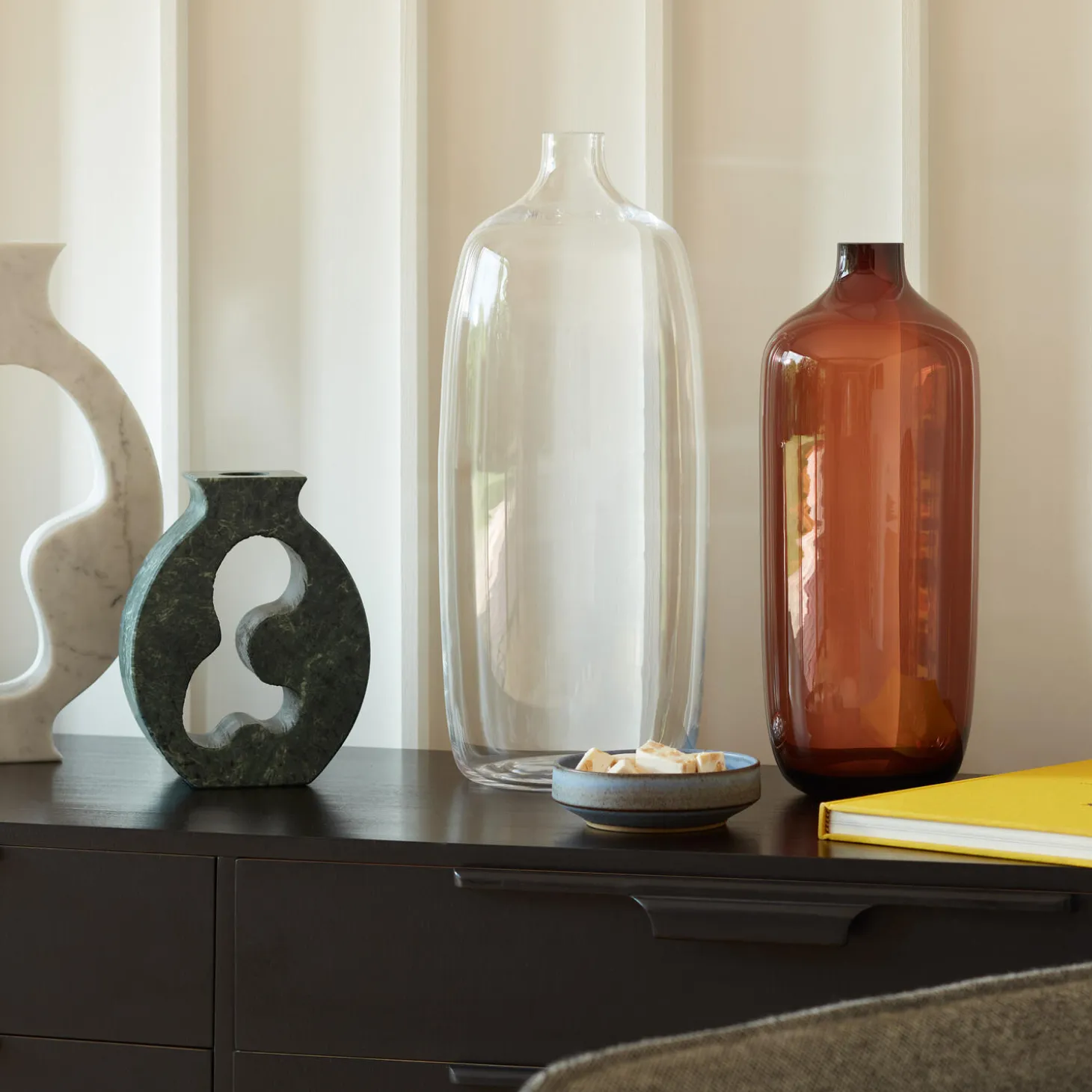 Vessel vase, brun/mocka